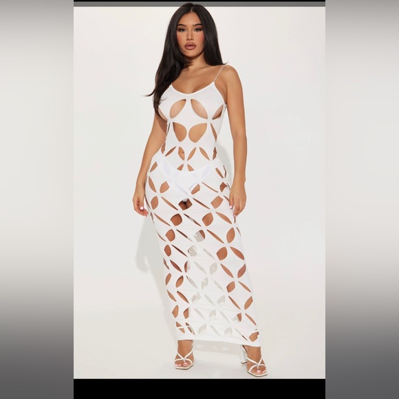 Dresses & Skirts - White bodycon hole dress